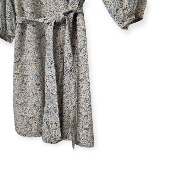 NWT ZARA Dress Medium Blue White Floral Tie Waist Women’s - Picture 4 of 16